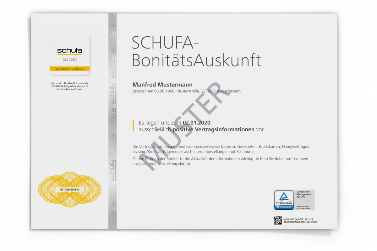 SCHUFABonitätsAuskunft für den Vermieter LAUENSTEIN IMMOBILIEN